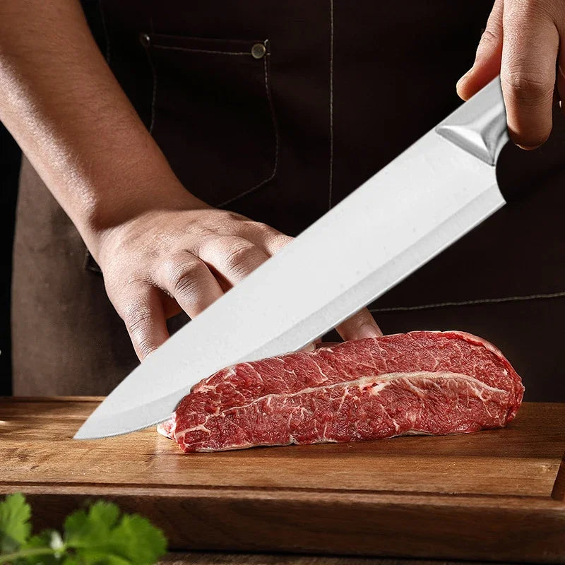 Ensemble de couteaux de chef de cuisine en acier inoxydable, viande, poisson, couteau à fruits, éplucheur, ciseaux de cuisine, boucher, Aleaver, opaque, 7 pièces l'atelier des ustensiles