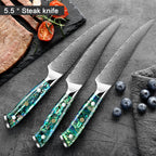 Couteau à steak dentelé en acier Damas, lame tranchante, cuisine, fruits, manche en coquille d'ormeau, qualité supérieure, 1 à 6 pièces l'atelier des ustensiles