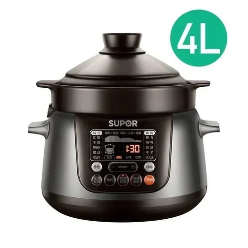 Marmite à Leurs oût électrique intelligente pour la maison, soupe automatique, casserole électrique, casserole en céramique de sable violet, mijoteuse, 220V, 3L4L5L l'atelier des ustensiles