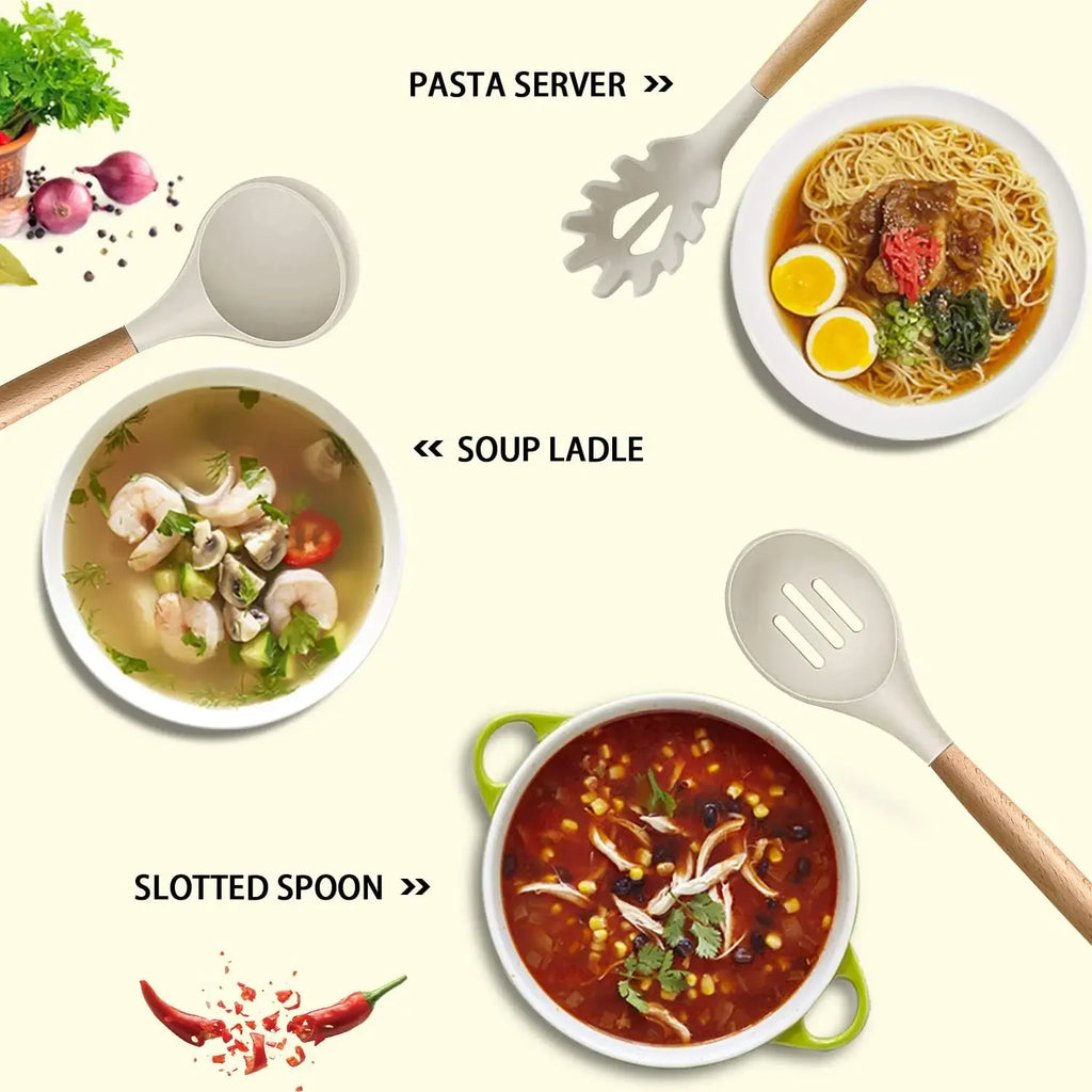 Ensemble de cuisine d'ustensiles en silicone 36 pièces avec support l'atelier des ustensiles