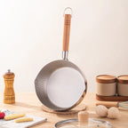 Casserole en acier inoxydable avec couvercle, manche en bois massif avec crochet, poêle à Sauce polyvalente avec bec verseur, marmite à Sauce, marmite de cuisson l'atelier des ustensiles