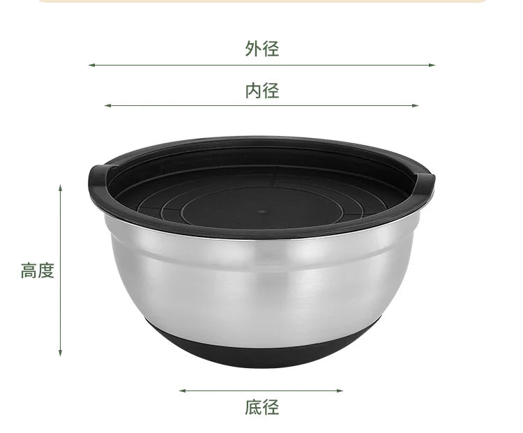 Bols à mélanger pour salade avec couvercles et bases antidérapantes, ensemble de bols à mélanger en acier inoxydable pour la cuisson, bols de rangement de nidification l'atelier des ustensiles