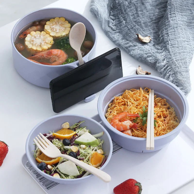 Ensemble de cuiseur à bol Ramen pour micro-ondes, bol à nouilles instantanées en paille de blé avec poignées, accessoires de cuisine pour cuiseur à nouilles Ramen l'atelier des ustensiles