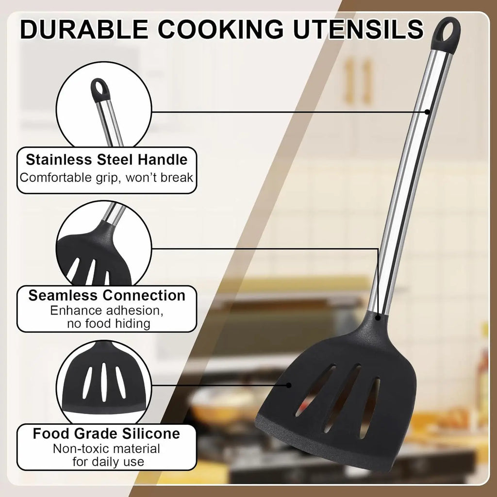 【Ensemble d'ustensiles de cuisine en Silicone de 8 pièces】 Outils de cuisine résistants à la chaleur – Spatules anti-rayures, cuillères, pinces pour poêles antiadhésives, pâtisserie, cuisine l'atelier des ustensiles
