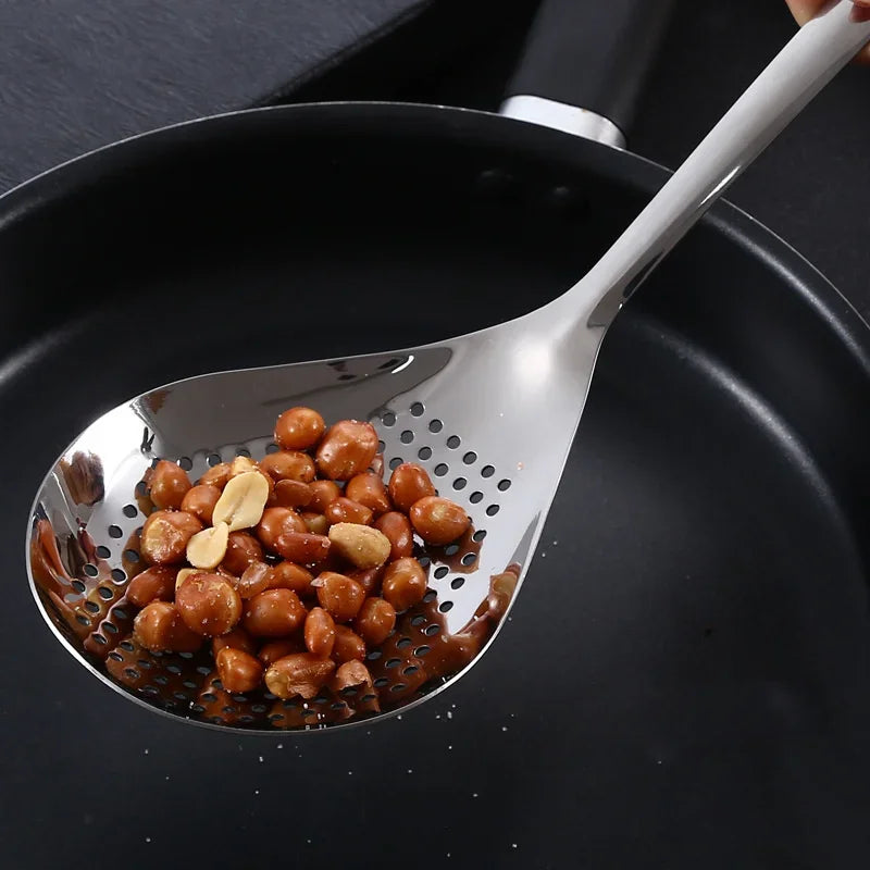 Grande cuillère d'écumoire de passoire en acier inoxydable Durable, cuillère de passoire de nourriture robuste pour frire et cuisine, ustensiles de cuisine 1 pièce l'atelier des ustensiles