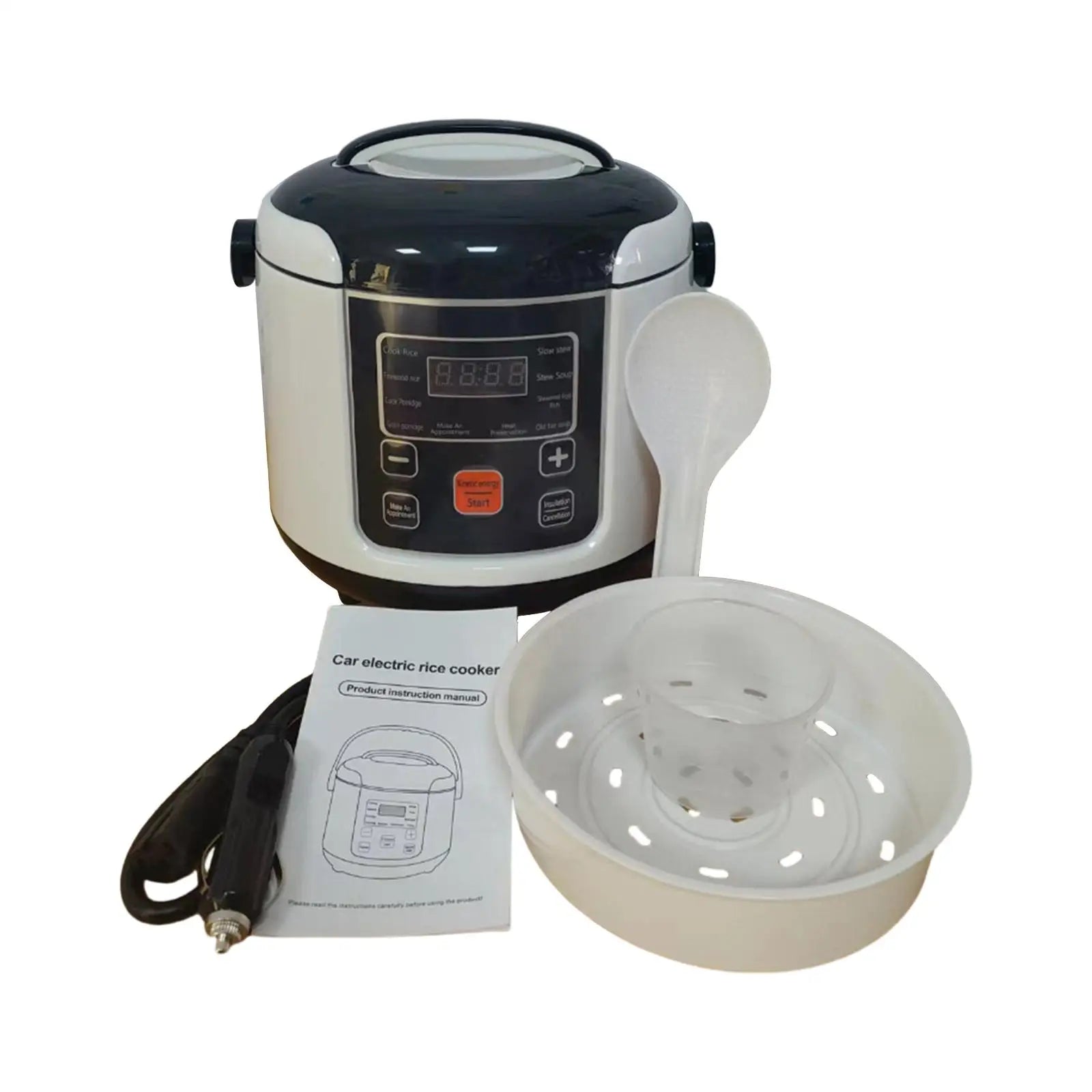 Mini-cuiseur à riz électrique portable pour véhicule, avec fonction de chauffage et plateau vapeur, idéal pour le porridge et les repas en déplacement l'atelier des ustensiles