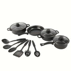 Ensemble de 13 ustensiles de cuisine antiadhésifs, casseroles et poêles compatibles avec l'induction, avec poêle à frire et ustensiles pour la cuisine à domicile ou le camping l'atelier des ustensiles
