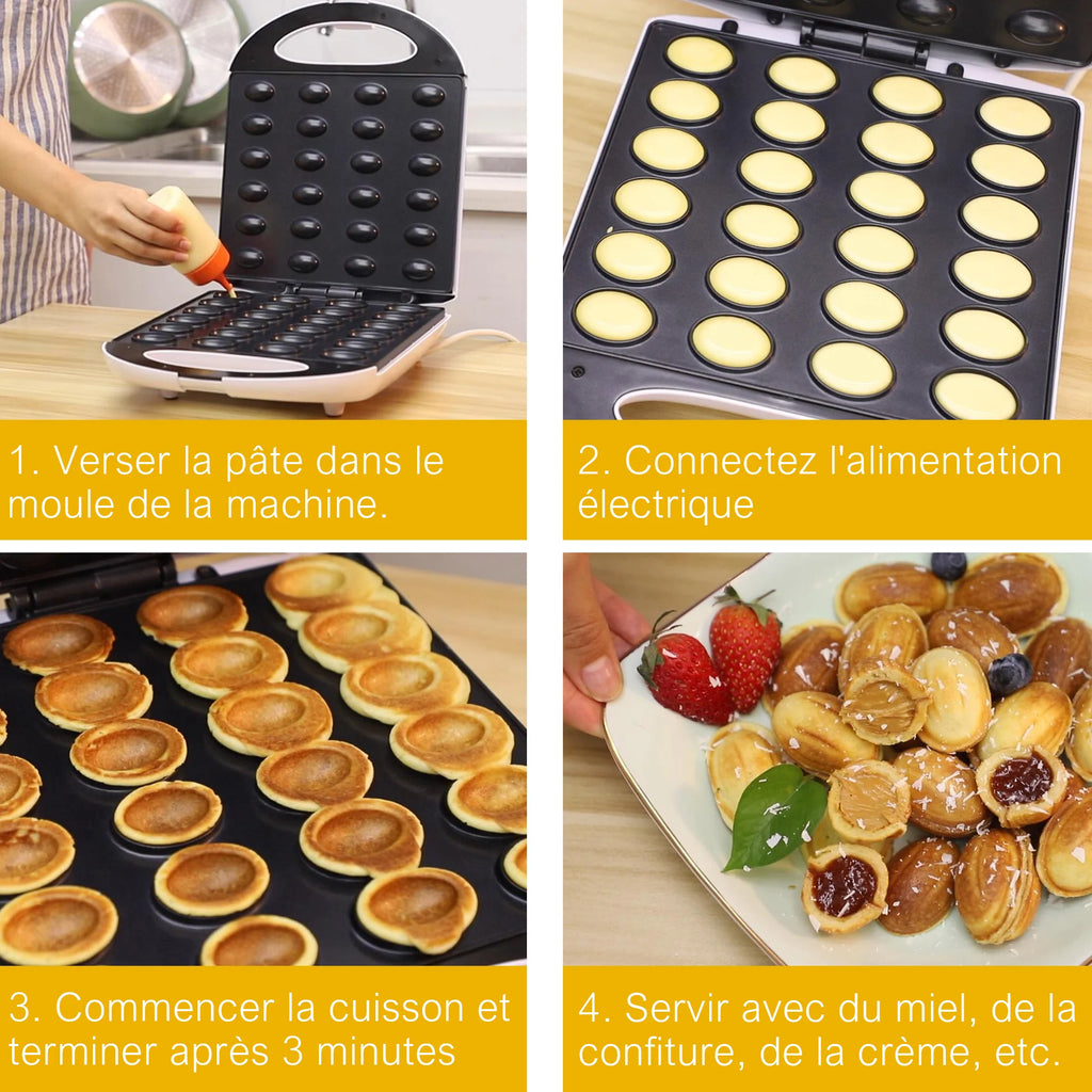 Sonifer – gaufrier électrique antiadhésif, 24 trous, plaques de noix, appareil de cuisine, petit déjeuner, poêle en fer l'atelier des ustensiles