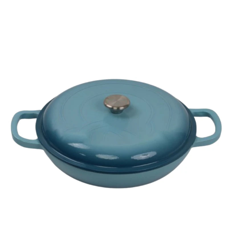 Pot à soupe pour four hollandais de 4,5 l, Casserole en fonte, poêle avec couvercle et double poignées, cuisson au four hollandais l'atelier des ustensiles
