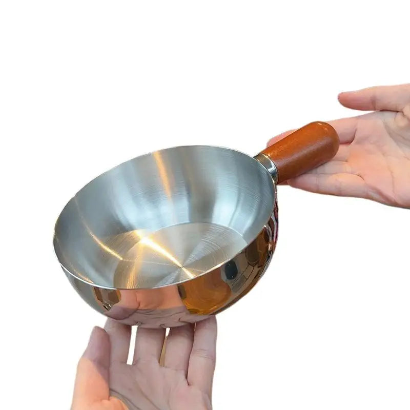Ustensile de cuisine pour le petit-déjeuner, pot individuel de 14 cm, bol en acier inoxydable, poignée en bois de noyer, bol à salade de fruits, bol à yaourt, restaurant l'atelier des ustensiles