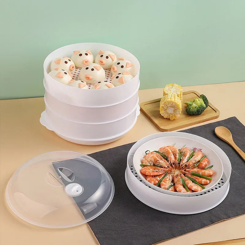 Compartiment à vapeur multifonctionnel en plastique pour micro-ondes et cuisine, couvercle tropical, MELHousehold l'atelier des ustensiles