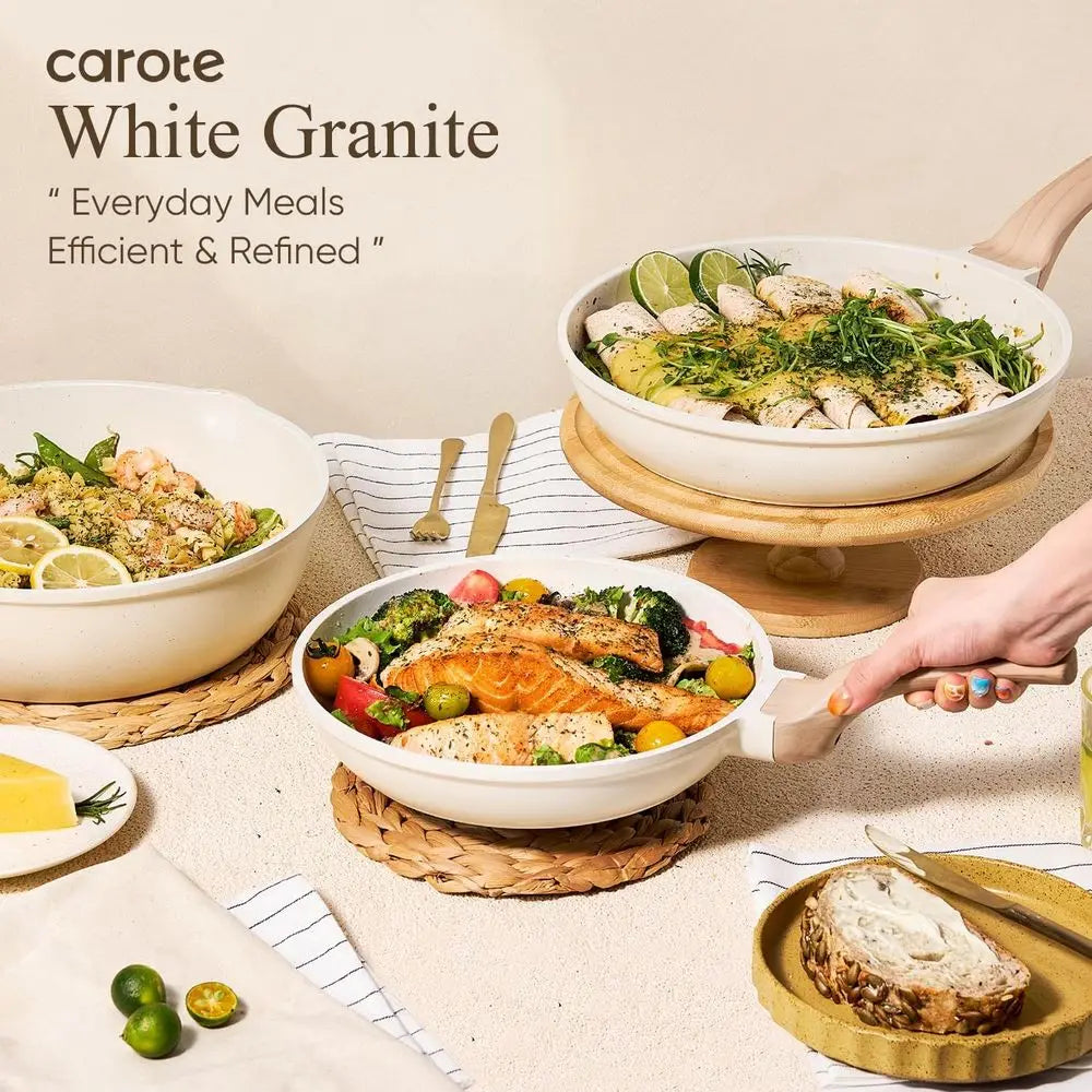 Ensemble de casseroles et poêles antiadhésives de 14 pièces avec ustensiles de cuisine et protège-casseroles l'atelier des ustensiles