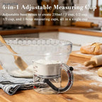 ♥ Tasse à mesurer réglable 4 en 1 de 250ml, avec Base d'étanchéité de Style grattoir, outil de cuisine pour la cuisson/cuisine l'atelier des ustensiles
