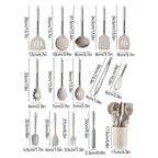 Ustensiles de cuisine en silicone antiadhésif, 15 pièces, spatule, pelle, outil de cuisson, manche en acier inoxydable, ensemble F2 avec rangement, E27 l'atelier des ustensiles