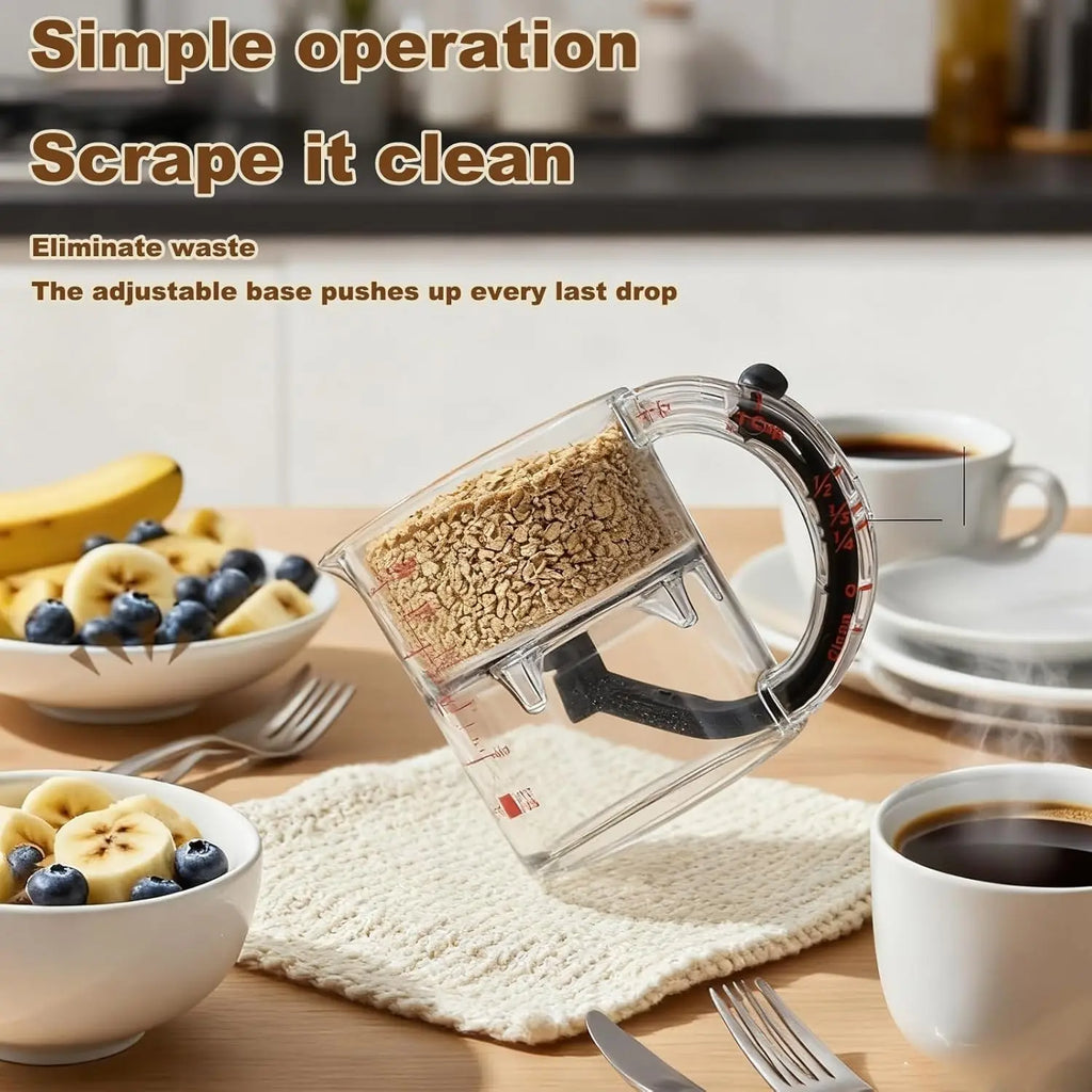 Tasse à mesurer 4 en 1, tasse à mesurer multifonctionnelle réglable avec Base d'étanchéité de Style grattoir, tasses cubiques de cuisine, outils pour la cuisine l'atelier des ustensiles