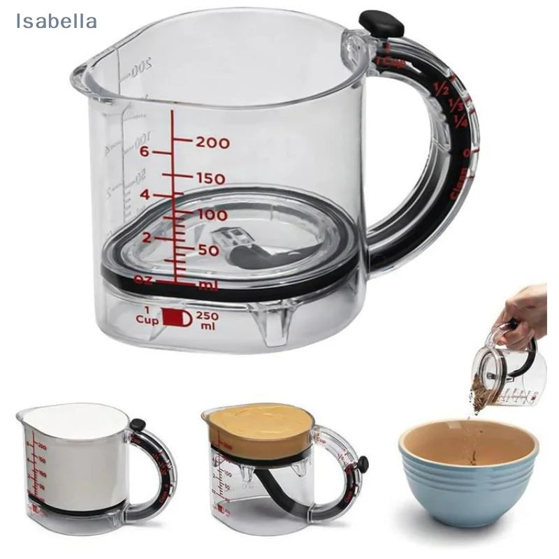 ♥ Tasse à mesurer réglable 4 en 1 de 250ml, avec Base d'étanchéité de Style grattoir, outil de cuisine pour la cuisson/cuisine l'atelier des ustensiles