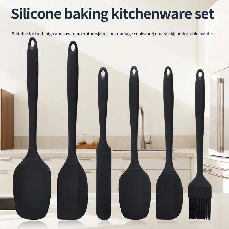 Ensemble d'ustensiles de cuisine en silicone 6 pièces, spatule à crème, spatule, pinceau à huile, ensemble de spatules de précision, outil de pâtisserie, manche non intégré l'atelier des ustensiles
