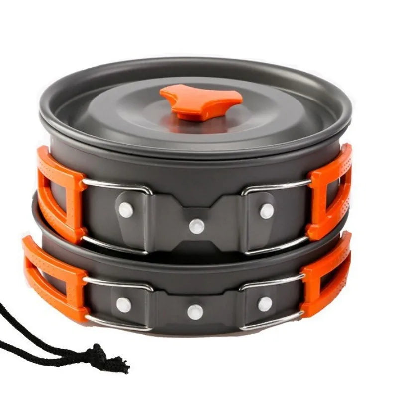 Fournitures d'extérieur-ensemble de casseroles pour 2-3 personnes pour Camping en plein air, ustensiles de cuisine, ensemble de théière pliante l'atelier des ustensiles