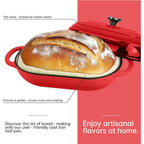 Cocotte en fonte émaillée |   Moule à pain ovale antiadhésif 5QT, idéal pour le pain au levain, les pains de mie et les pains artisanaux (Ovale Rouge, 5 QT) l'atelier des ustensiles