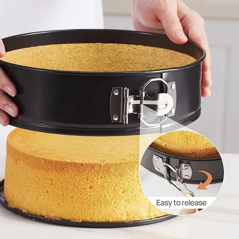 Poêle à ressort antiadhésive étanche 3 pièces (4 "/7"/9 ") gâteau rond cuisson à la maison, moule à cheesecake, conception à ressort, revêtement antiadhésif, l'atelier des ustensiles