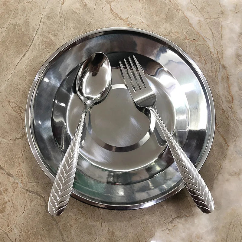 Ensemble de vaisselle de fête en acier inoxydable, 28 pièces, récipient de stockage des aliments, plateau de service alimentaire avec tasses, cuillère pour l'extérieur l'atelier des ustensiles