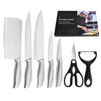 Ensemble de couteaux de chef de cuisine en acier inoxydable, viande, poisson, couteau à fruits, éplucheur, ciseaux de cuisine, boucher, Aleaver, opaque, 7 pièces l'atelier des ustensiles
