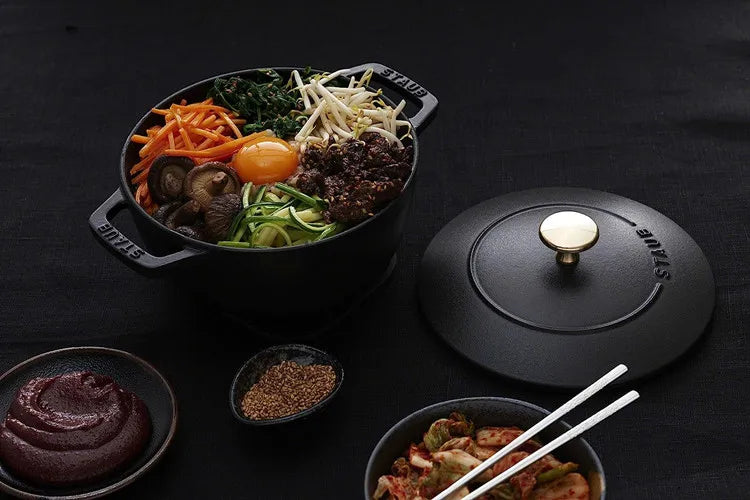 Casserole à riz en fonte, cuiseur à riz de 16cm, four hollandais noir, marmite à ragoût Applicable à la cuisson du riz et des ustensiles de cuisine de 1.5 litres l'atelier des ustensiles
