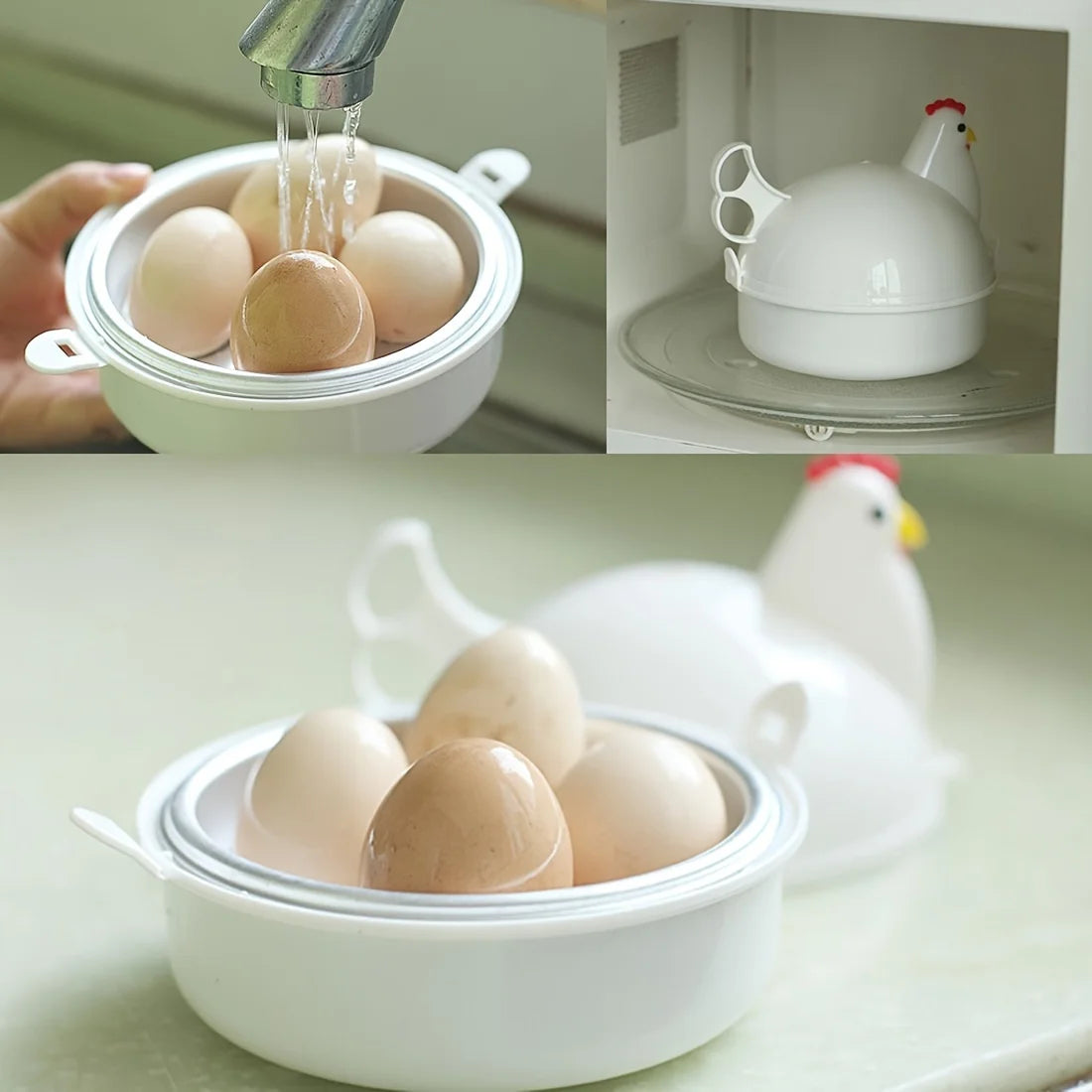 Chaudière à œufs en forme de poulet, cuiseur à vapeur, 4 œufs, 1 œuf, micro-ondes, outil de cuisine, accessoires de cuisine, nouvelle collection l'atelier des ustensiles
