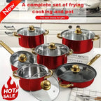 Cookware Sets12 Piece Nonstick Cookware Set for Home Kitchen Red Pots and Pans Cooking Collection l'atelier des ustensiles