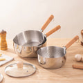 Casserole en acier inoxydable avec couvercle, manche en bois massif avec crochet, poêle à Sauce polyvalente avec bec verseur, marmite à Sauce, marmite de cuisson l'atelier des ustensiles