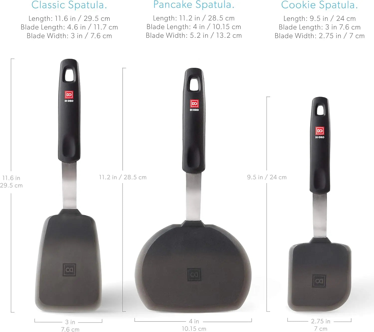 DI ORO Silicone Turner SpaSet - Forever - Spatules de cuisine pour ustensiles de cuisson antiadhésifs - 600 ° Chaleur F l'atelier des ustensiles