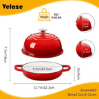 Cocotte en fonte émaillée ronde de 5 litres avec couvercle en dôme pour la cuisson du levain, la rôtisserie, le braisage (Rouge) l'atelier des ustensiles