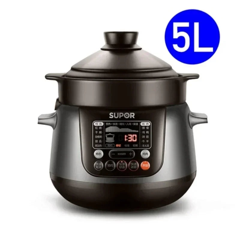 Marmite à Leurs oût électrique intelligente pour la maison, soupe automatique, casserole électrique, casserole en céramique de sable violet, mijoteuse, 220V, 3L4L5L l'atelier des ustensiles