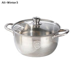 【R】Casserole en acier inoxydable à double poignée avec couvercle en verre pour cuisinière à induction l'atelier des ustensiles