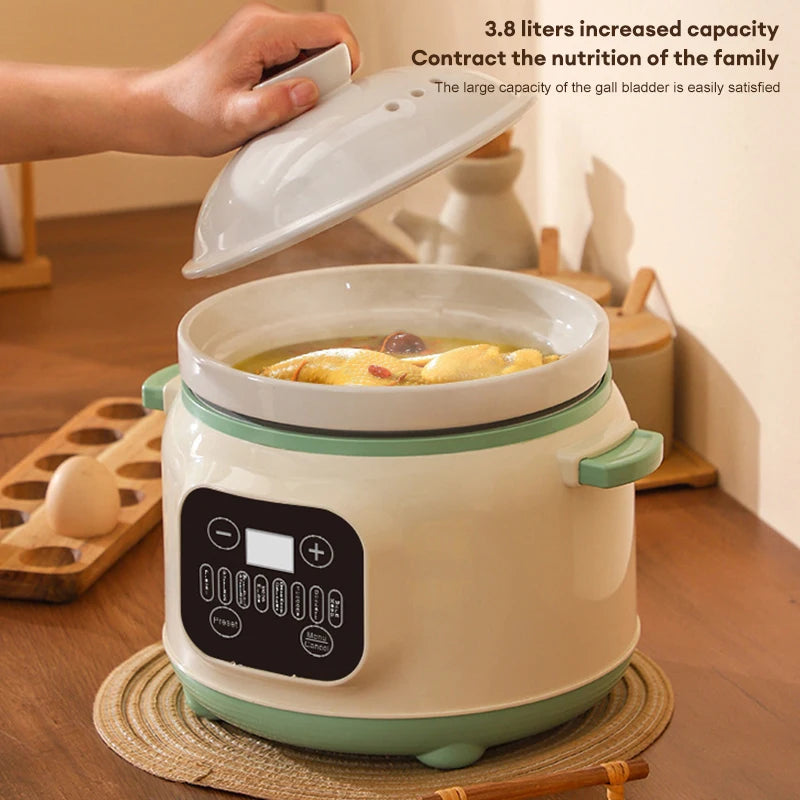 Marmite électrique multifonctionnelle de 3,8 l, mijoteuse, Pot intérieur en céramique, multi-cuiseur pour soupe, bouillie, Casserole, cuisine domestique l'atelier des ustensiles