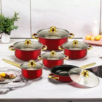 Cookware Sets12 Piece Nonstick Cookware Set for Home Kitchen Red Pots and Pans Cooking Collection l'atelier des ustensiles