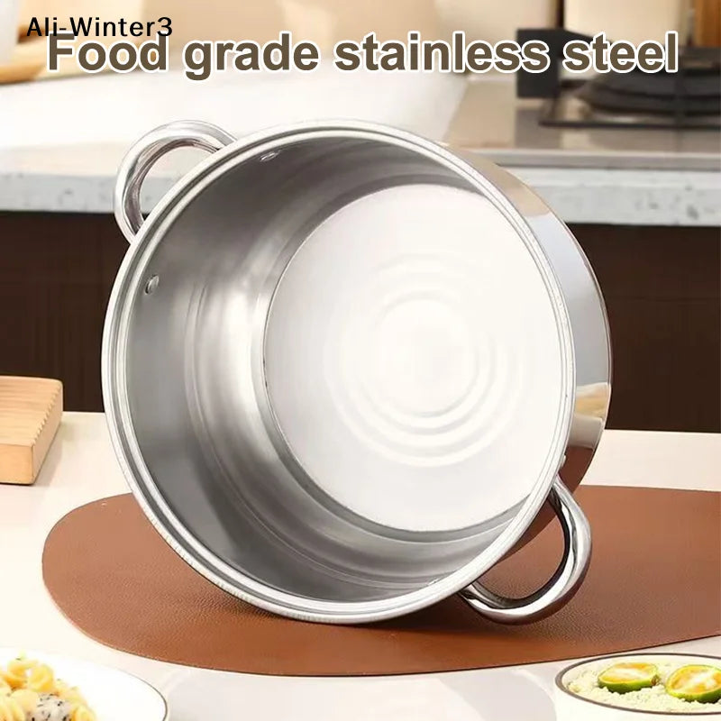 【R】Casserole en acier inoxydable à double poignée avec couvercle en verre pour cuisinière à induction l'atelier des ustensiles