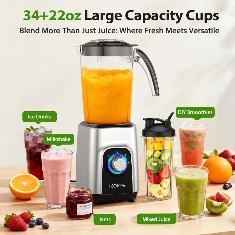 Blender tout-en-un 1000W avec pichet de 34 oz, gobelet de 22 oz, hachoir à viande, hachoir à légumes et moulin à épices - Système de cuisine sans BPA l'atelier des ustensiles