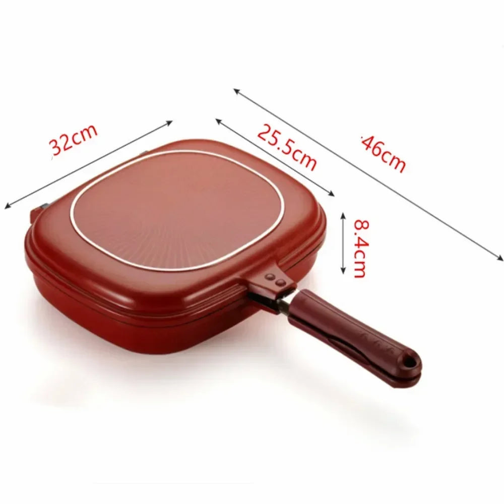 Poêle à frire double face antiarina, gril de cuisson, wok, maison, jardin, crêpes pour la cuisine, 32cm l'atelier des ustensiles