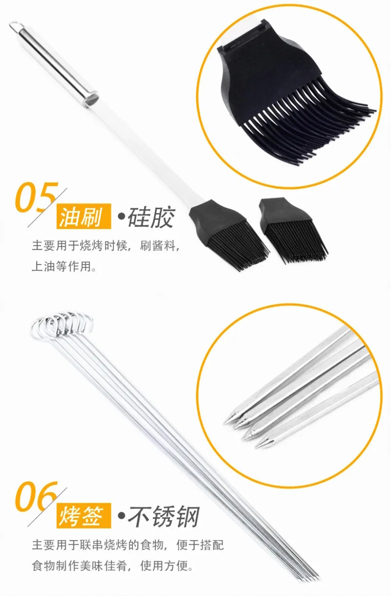 Ensemble de four en acier inoxydable, outils combinés pour Barbecue en plein air, ensemble de Barbecue, rangement, sac en tissu Portable, outils de cuisson l'atelier des ustensiles