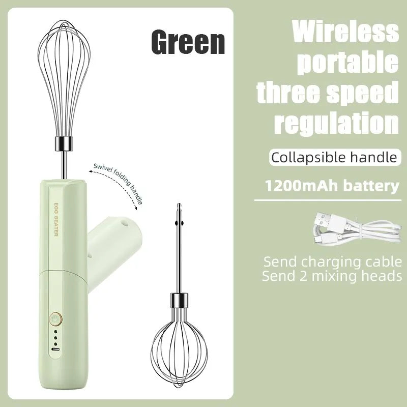 Collapsiblemb Sans Fil Portable USB Recharge Électrique De Poche Mélangeur Ménage Gâteau Crème Batteur Envoyer Deux Têtes De Mélange l'atelier des ustensiles