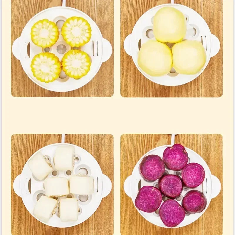 Cuiseur à œufs électrique multifonctionnel, Double couche pour faire bouillir, la pochette, les œufs et les légumes à la vapeur, appareil de petit déjeuner Compact l'atelier des ustensiles