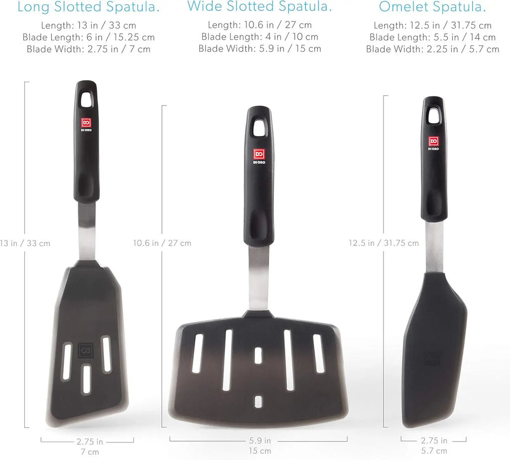 DI ORO Silicone Turner SpaSet - Forever - Spatules de cuisine pour ustensiles de cuisson antiadhésifs - 600 ° Chaleur F l'atelier des ustensiles