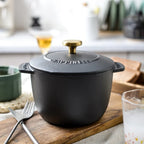 Casserole à riz en fonte, cuiseur à riz de 16cm, four hollandais noir, marmite à ragoût Applicable à la cuisson du riz et des ustensiles de cuisine de 1.5 litres l'atelier des ustensiles