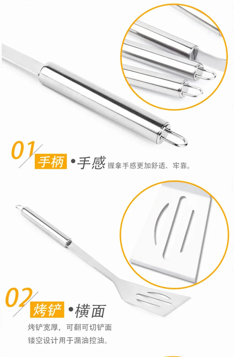 Ensemble de four en acier inoxydable, outils combinés pour Barbecue en plein air, ensemble de Barbecue, rangement, sac en tissu Portable, outils de cuisson l'atelier des ustensiles