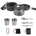 Fournitures d'extérieur-ensemble de casseroles pour 2-3 personnes pour Camping en plein air, ustensiles de cuisine, ensemble de théière pliante l'atelier des ustensiles