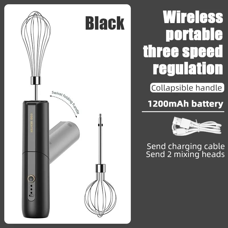 Collapsiblemb Sans Fil Portable USB Recharge Électrique De Poche Mélangeur Ménage Gâteau Crème Batteur Envoyer Deux Têtes De Mélange l'atelier des ustensiles