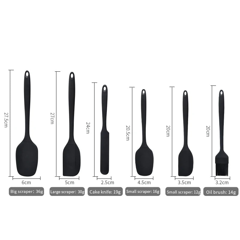 Ensemble d'ustensiles de cuisine en silicone 6 pièces, spatule à crème, spatule, pinceau à huile, ensemble de spatules de précision, outil de pâtisserie, manche non intégré l'atelier des ustensiles
