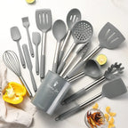Ustensiles de cuisine en silicone antiadhésif, 15 pièces, spatule, pelle, outil de cuisson, manche en acier inoxydable, ensemble F2 avec rangement, E27 l'atelier des ustensiles