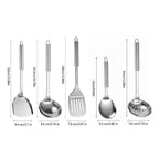 Spatule pratique en acier inoxydable 304, ensemble d'ustensiles de cuisine, outil de cuisine, tourneur fendu, cuillère à riz, louche, outils de cuisine, 5 pièces/ensemble l'atelier des ustensiles